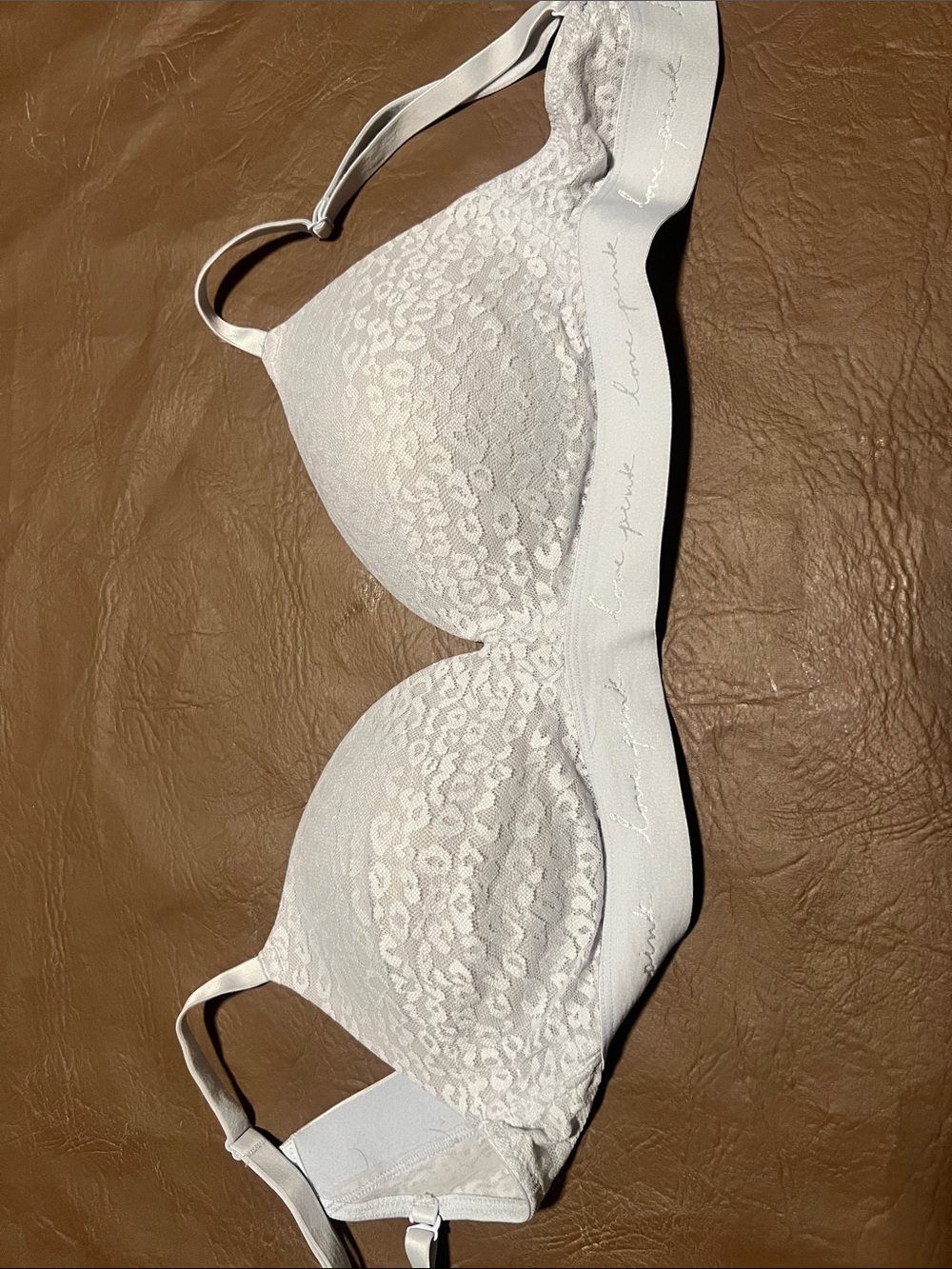 PINK Victoria's Secret White Lace Wireless Bra